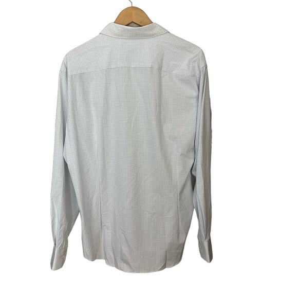 Mizzen Main Leeward Shirt Mens XL‎ Trim No Tuck White Blue Check Company LOGO - Picture 3 of 9